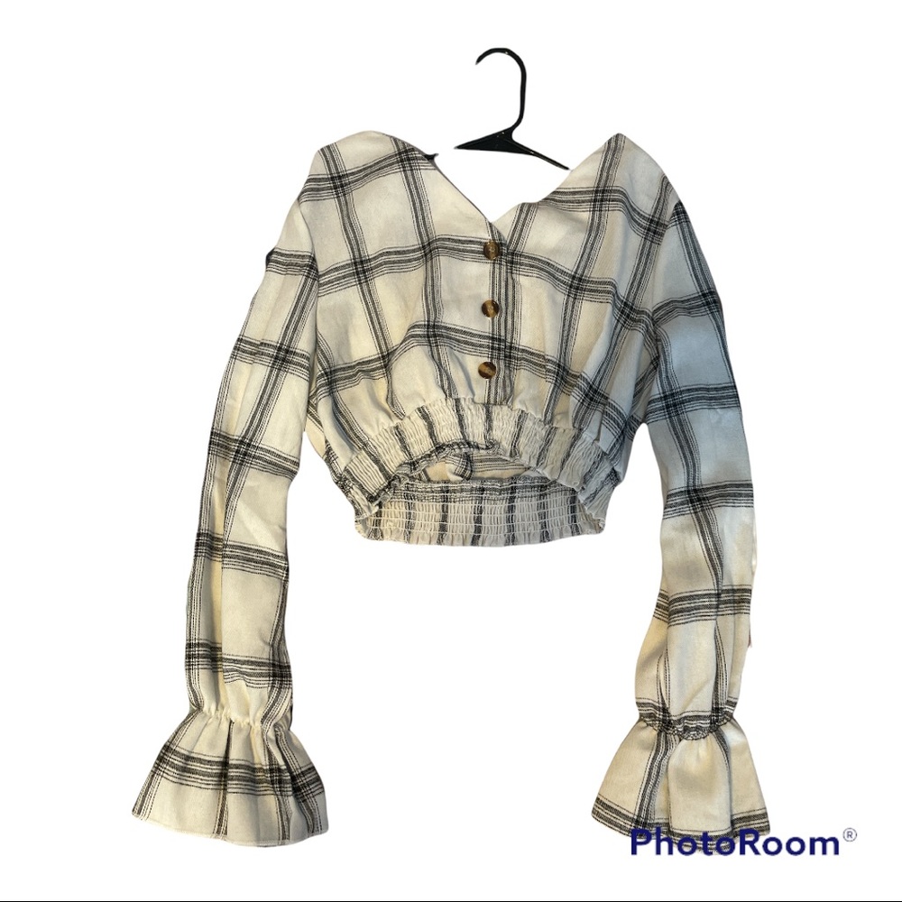 FLANNEL BUTTON UP CROP TOP